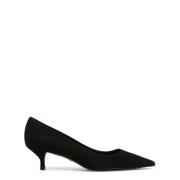 Stuart Weitzman Snygg Kitten Pump i Mocka Black, Dam