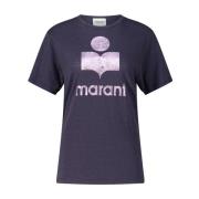 Isabel Marant Linne T-shirt med Metallic Logo Gray, Dam