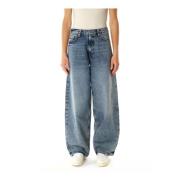 Samsøe Samsøe High Waist Wide Jeans Blue, Dam