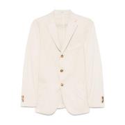 Boglioli Vit Enkelknäppt Blazer Stilren White, Herr