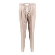 Brunello Cucinelli Linne Bomull Dragsko Byxor Beige, Herr