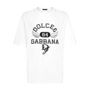 Dolce & Gabbana Logotryck Bomull T-shirt Vit White, Herr