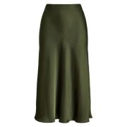 Ralph Lauren Satin Charmeuse Midikjol Green, Dam