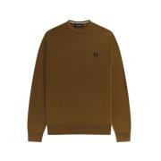 Fred Perry Merinoull Bomull Crewneck Tröja Beige, Herr