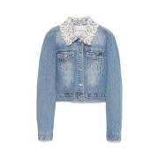 Ermanno Scervino Blå Denimjacka med Strassapplikationer Blue, Dam