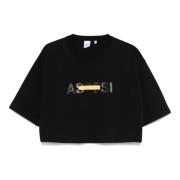 Aspesi Logo Print Cropped T-Shirt Black, Dam