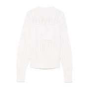 Max Mara Vit Intarsia-Stickad Logotröja White, Dam