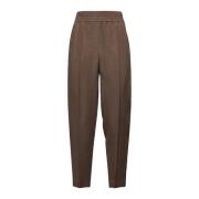 Brunello Cucinelli Brun Byxor Elastisk Midja Fluid Twill Brown, Dam