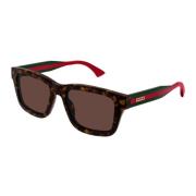 Gucci Solglasögon i Wayfarer-stil med webbdetalj Brown, Unisex