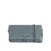 Zadig & Voltaire Grå Läderclutch med Strassvingar Gray, Dam