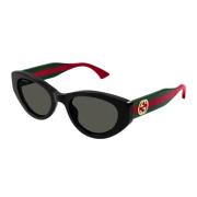 Gucci Cat Eye Solglasögon med Web-detalj Black, Dam