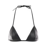 Rick Owens Czarny skórzany biustonosz typu bralette Black, Dam