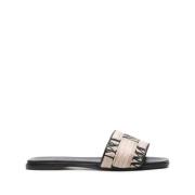 Max Mara Slide Sandaler med Logodetalj Beige, Dam