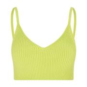 Samsøe Samsøe Räfflad Stickad Crop Top Green, Dam