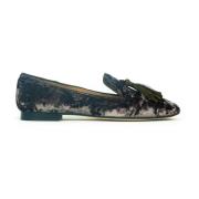 Prosperine Sammet Loafer med Tassels Blue, Dam