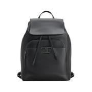 Tod's Svart kalvskinn ryggsäck med T Timeless Black, Herr