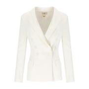 Elisabetta Franchi Ivory Crepe Double-Breasted Jacket White, Dam