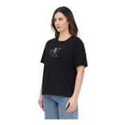 Calvin Klein Jeans Svart T-shirt med CK-logotyp Black, Dam