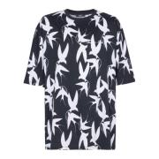 Balmain Oversized Swallow Grafisk T-shirt Black, Herr