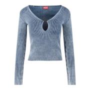 Diesel V-neck Knitwear Blue, Dam