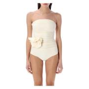 Magda Butrym Rose Side Bustier Baddräkt White, Dam