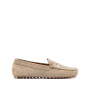 Tod's Beige Mocka Slip-On Platta Skor Brown, Dam