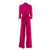 Patrizia Pepe Lång Jumpsuit med Bred Bakhalsringning Pink, Dam