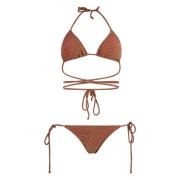 Reina Olga Triangel Bh Bikini med Lurex Detaljer Orange, Dam