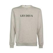 Les Deux Bomullssweatshirt med logodetalj Gray, Herr