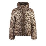 Dolce & Gabbana Leopardmönstrad Kort Dunjacka Beige, Dam