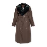 Burberry ‘Kennington’ trenchcoat med pälskrage Green, Dam