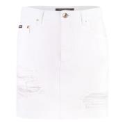 Dolce & Gabbana Sliten Denim Minikjol White, Dam