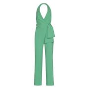 PINKO Crepe Halterneck Jumpsuit Green, Dam