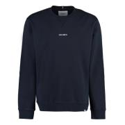 Les Deux Linsbroderad Bomulls-Sweatshirt Blue, Herr