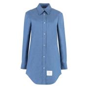 Thom Browne Logopatch Bomullsskjorta Blue, Dam