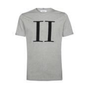 Les Deux Bomull Crew-Neck T-Shirt med Bouclé Detalj Gray, Herr