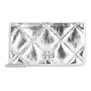 Tory Burch Quiltad Läderkedjeplånbok Gray, Dam