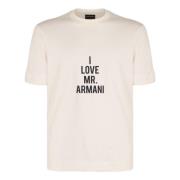 Emporio Armani Bomull T-shirt med Ribbad Halsringning White, Herr