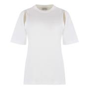 Calvin Klein Räfflad crew-neck T-shirt, 100% bomull White, Dam