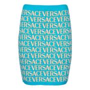 Versace Metallic Pinafore Kjolar Blue, Dam