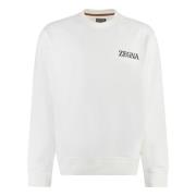 Ermenegildo Zegna Bomull Crew-Neck Sweatshirt White, Herr