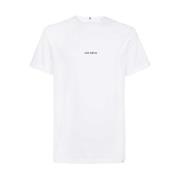 Les Deux Bomulls Crew-Neck T-Shirt med Logo Print White, Herr