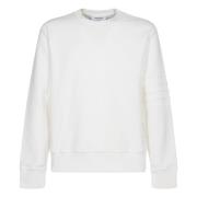 Thom Browne Vit Crewneck Sweatshirt med 4 Bar Stripe White, Herr