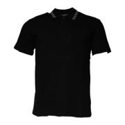 Versace Svart Krage Polo T-shirt med knappstängning Black, Herr