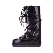 Moon Boot Svarta vinterstövlar med nylon ovandel Black, Dam