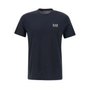 Emporio Armani EA7 Herrblå Bomull T-shirt med Logotryck Blue, Herr