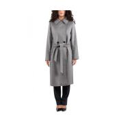 Max Mara Studio Stilig Kappa med Bcollag Design Gray, Dam