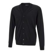 Paolo Pecora Svart Ull Cardigan Tröja Black, Herr