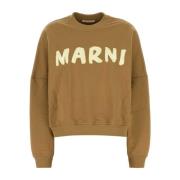 Marni Oversize Biscuit Bomullsweatshirt Brown, Dam