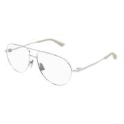 Bottega Veneta Silver Aviator Glasögon med Klar Lins Gray, Dam